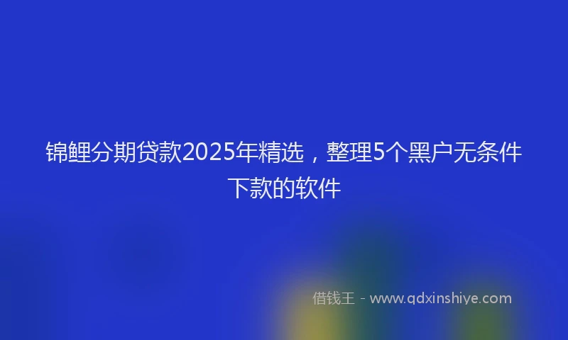 锦鲤分期贷款2025年精选，整理5个黑户无条件下款的软件