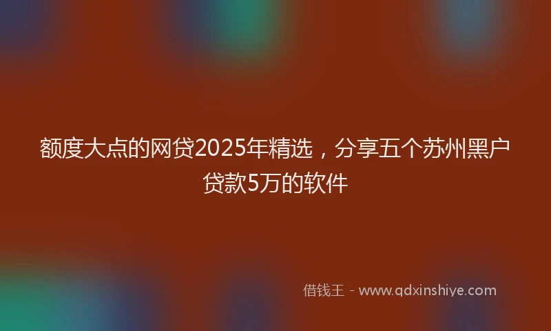 额度大点的网贷2025年精选，分享五个苏州黑户贷款5万的软件