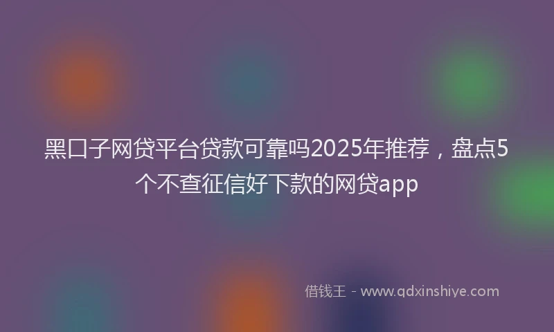 黑口子网贷平台贷款可靠吗2025年推荐，盘点5个不查征信好下款的网贷app