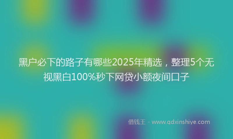 黑户必下的路子有哪些2025年精选，整理5个无视黑白100%秒下网贷小额夜间口子