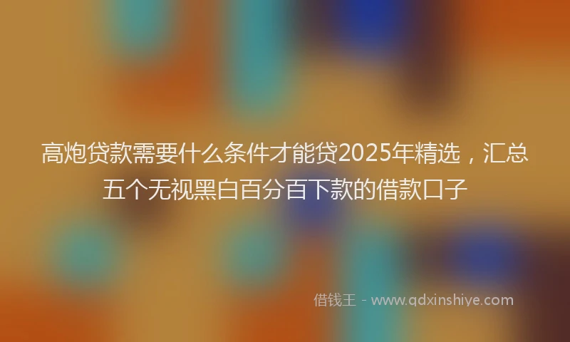 高炮贷款需要什么条件才能贷2025年精选，汇总五个无视黑白百分百下款的借款口子