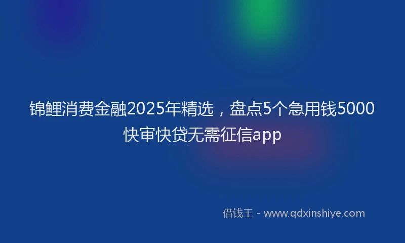 锦鲤消费金融2025年精选，盘点5个急用钱5000快审快贷无需征信app