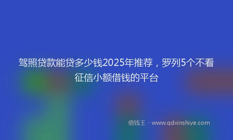 驾照贷款能贷多少钱2025年推荐，罗列5个不看征信小额借钱的平台