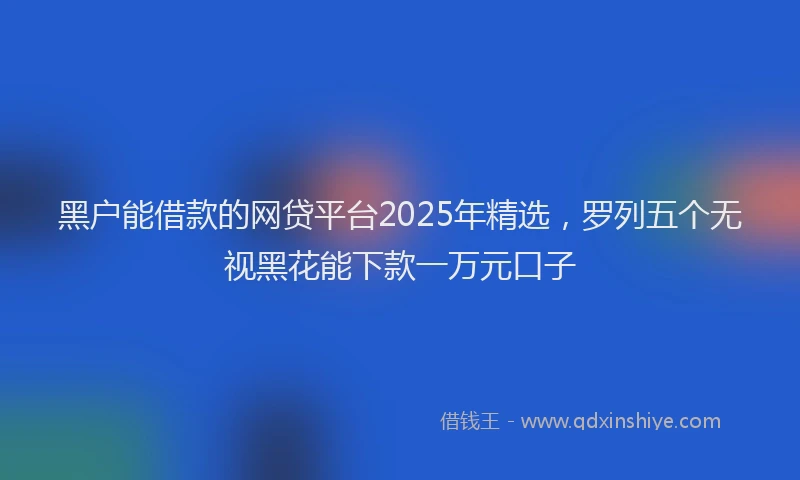 黑户能借款的网贷平台2025年精选，罗列五个无视黑花能下款一万元口子