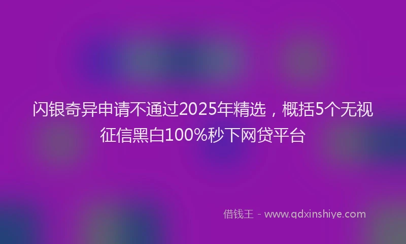 闪银奇异申请不通过2025年精选，概括5个无视征信黑白100%秒下网贷平台