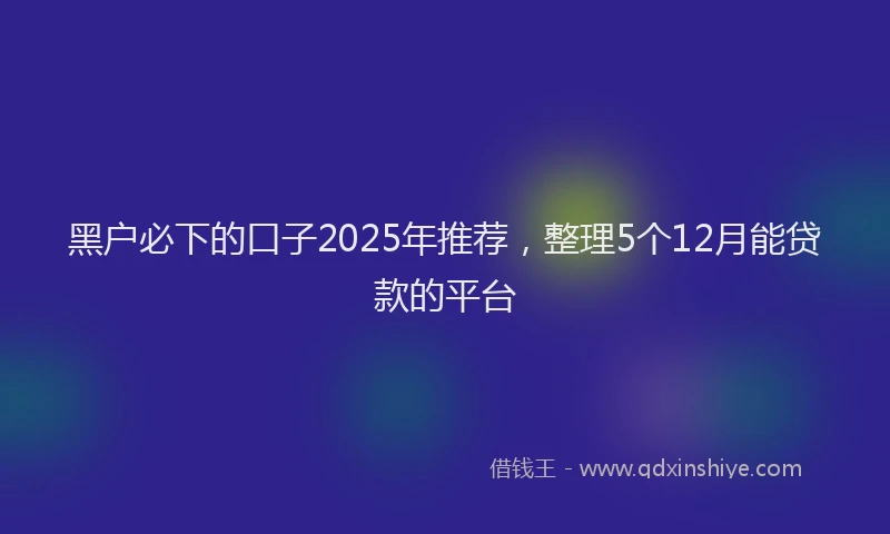 黑户必下的口子2025年推荐，整理5个12月能贷款的平台