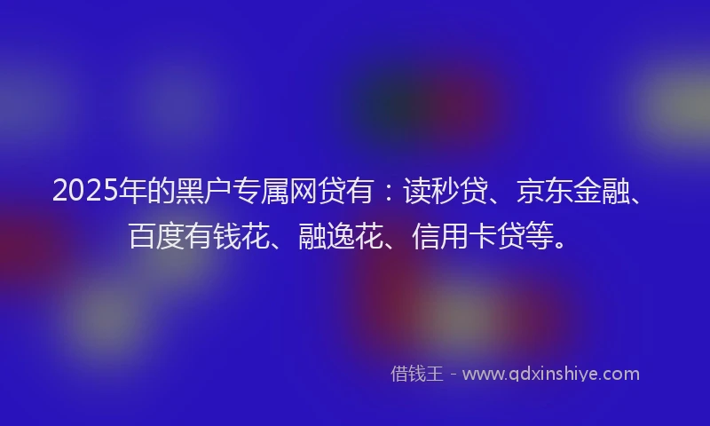 2025年的黑户专属网贷有：读秒贷、京东金融、百度有钱花、融逸花、信用卡贷等。