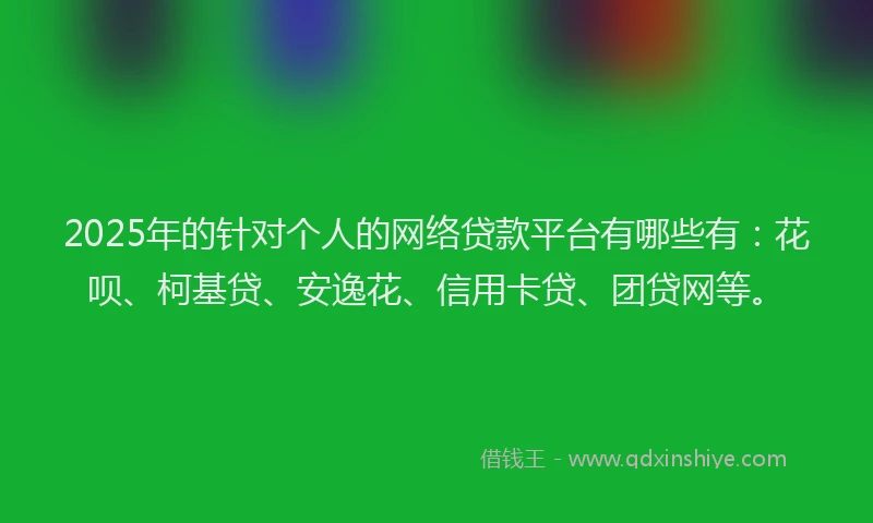 2025年的针对个人的网络贷款平台有哪些有：花呗、柯基贷、安逸花、信用卡贷、团贷网等。