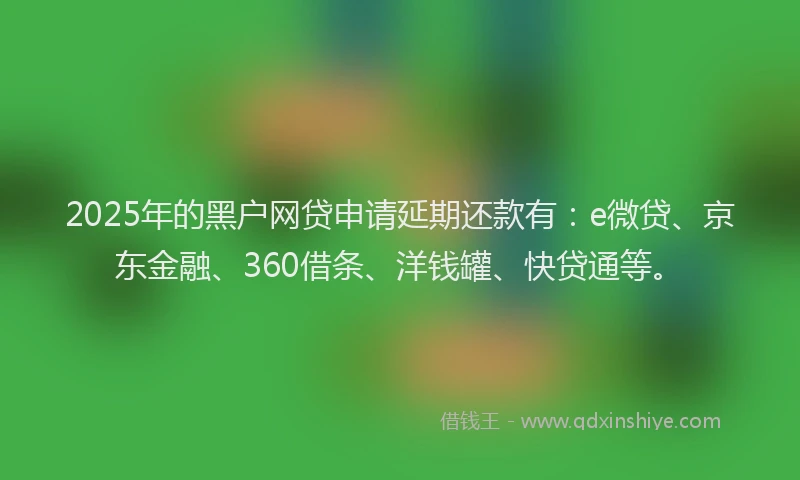 2025年的黑户网贷申请延期还款有：e微贷、京东金融、360借条、洋钱罐、快贷通等。