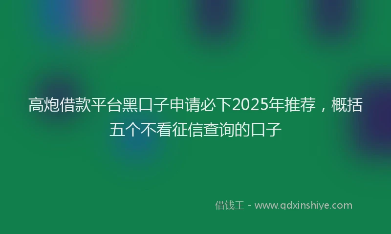 高炮借款平台黑口子申请必下2025年推荐，概括五个不看征信查询的口子