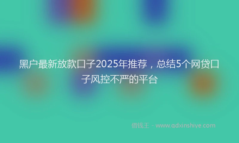 黑户最新放款口子2025年推荐，总结5个网贷口子风控不严的平台