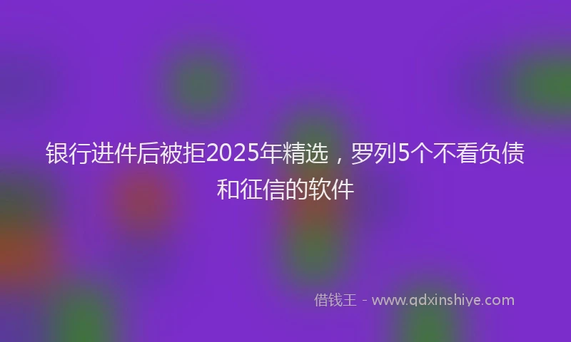 银行进件后被拒2025年精选，罗列5个不看负债和征信的软件