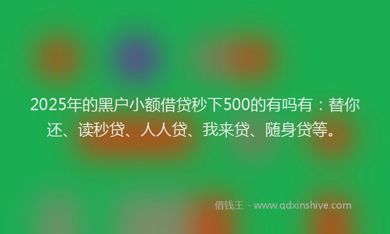 2025年的黑户小额借贷秒下500的有吗有：替你还、读秒贷、人人贷、我来贷、随身贷等。
