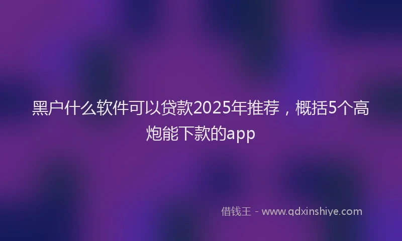 黑户什么软件可以贷款2025年推荐，概括5个高炮能下款的app