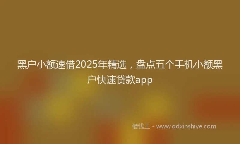 黑户小额速借2025年精选，盘点五个手机小额黑户快速贷款app