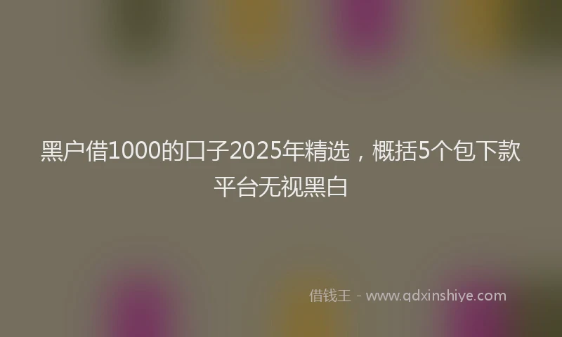 黑户借1000的口子2025年精选，概括5个包下款平台无视黑白