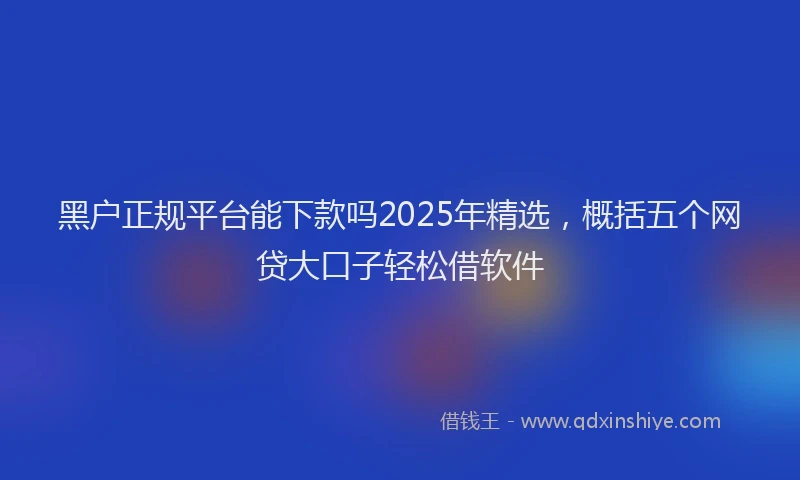 黑户正规平台能下款吗2025年精选，概括五个网贷大口子轻松借软件