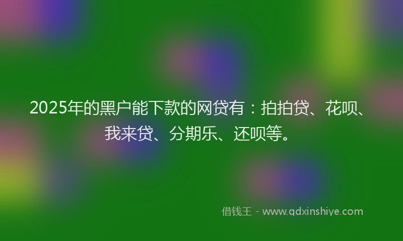 2025年的黑户能下款的网贷有：拍拍贷、花呗、我来贷、分期乐、还呗等。