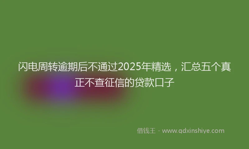 闪电周转逾期后不通过2025年精选，汇总五个真正不查征信的贷款口子