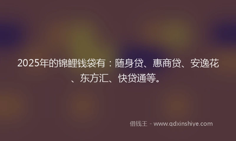 2025年的锦鲤钱袋有：随身贷、惠商贷、安逸花、东方汇、快贷通等。
