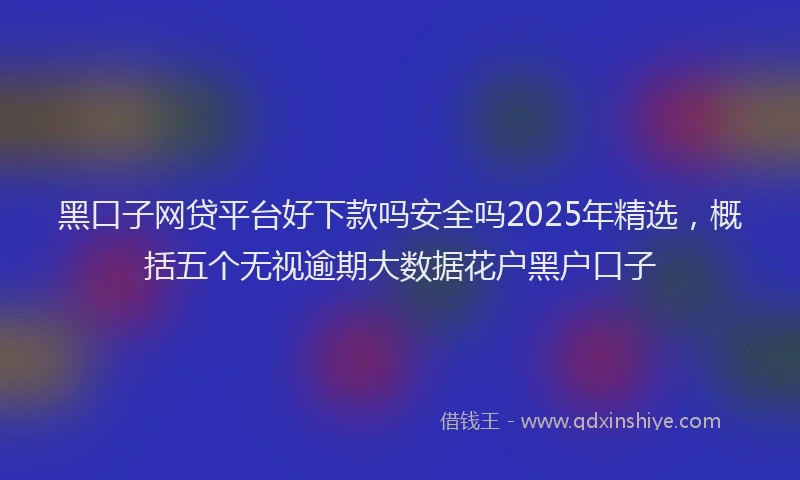 黑口子网贷平台好下款吗安全吗2025年精选，概括五个无视逾期大数据花户黑户口子