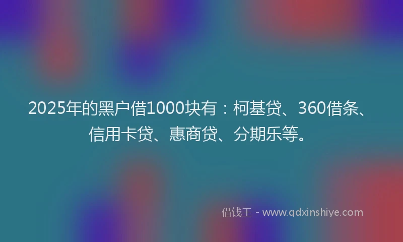 2025年的黑户借1000块有：柯基贷、360借条、信用卡贷、惠商贷、分期乐等。