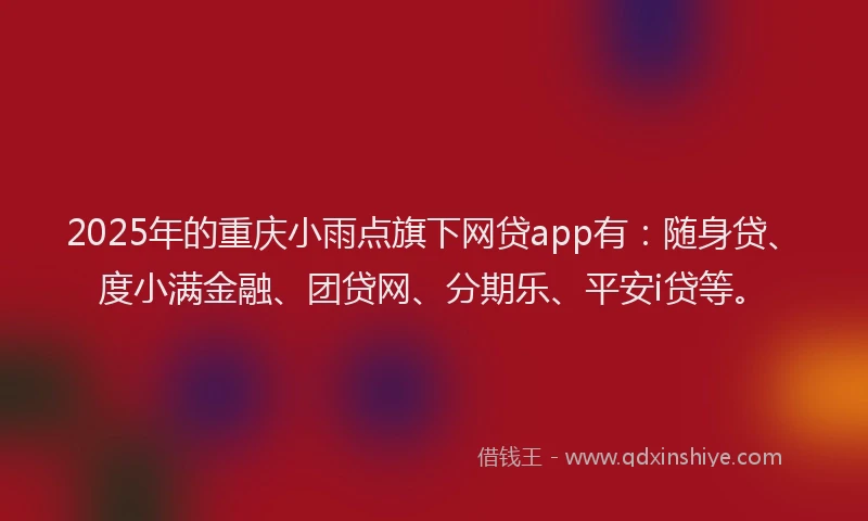 2025年的重庆小雨点旗下网贷app有：随身贷、度小满金融、团贷网、分期乐、平安i贷等。