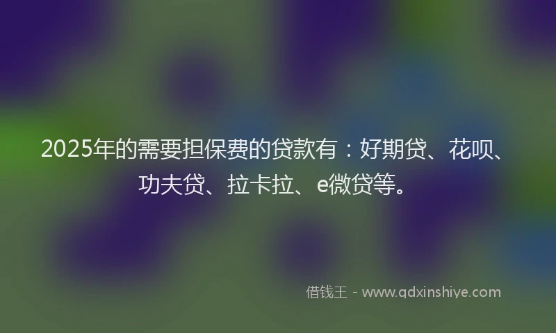 2025年的需要担保费的贷款有：好期贷、花呗、功夫贷、拉卡拉、e微贷等。
