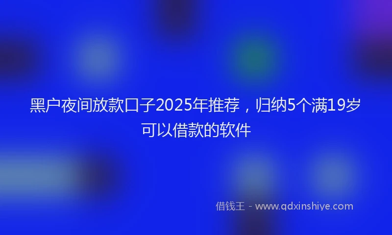 黑户夜间放款口子2025年推荐，归纳5个满19岁可以借款的软件