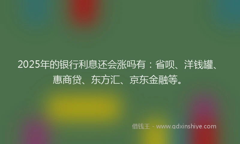2025年的银行利息还会涨吗有：省呗、洋钱罐、惠商贷、东方汇、京东金融等。