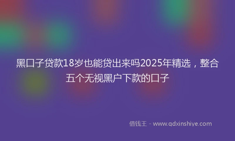 黑口子贷款18岁也能贷出来吗2025年精选，整合五个无视黑户下款的口子