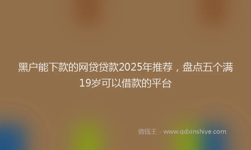 黑户能下款的网贷贷款2025年推荐，盘点五个满19岁可以借款的平台
