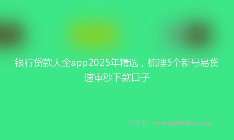 银行贷款大全app2025年精选，梳理5个新号易贷速审秒下款口子