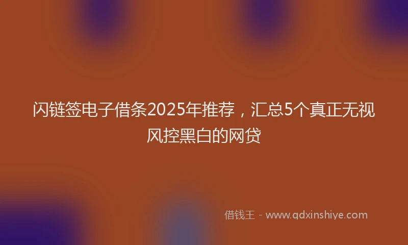 闪链签电子借条2025年推荐，汇总5个真正无视风控黑白的网贷