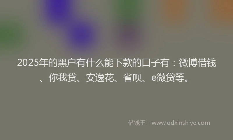 2025年的黑户有什么能下款的口子有：微博借钱、你我贷、安逸花、省呗、e微贷等。