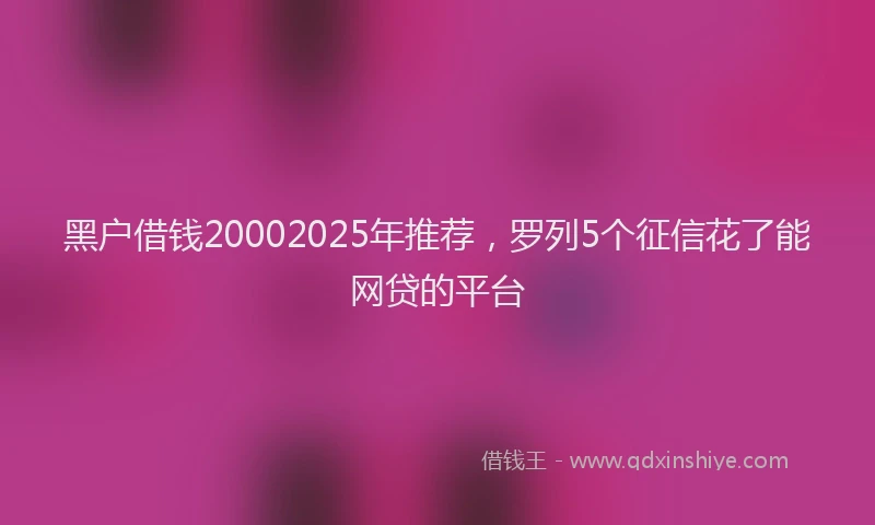 黑户借钱20002025年推荐，罗列5个征信花了能网贷的平台