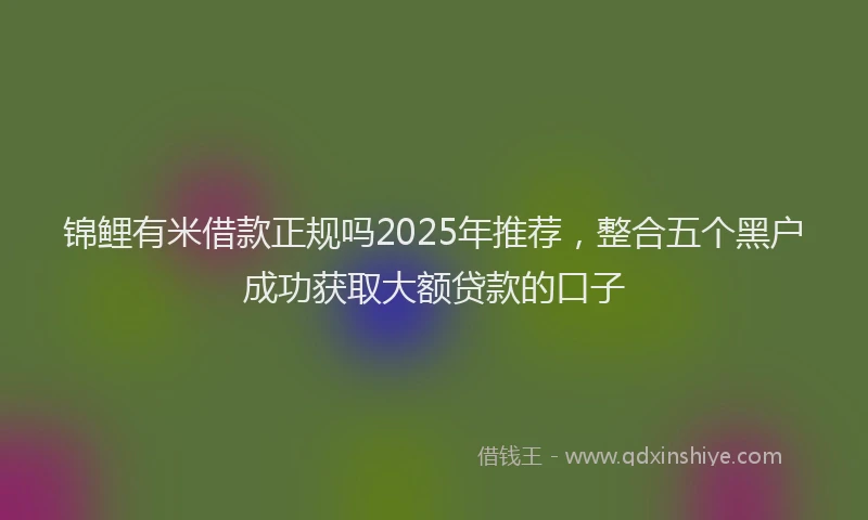 锦鲤有米借款正规吗2025年推荐，整合五个黑户成功获取大额贷款的口子