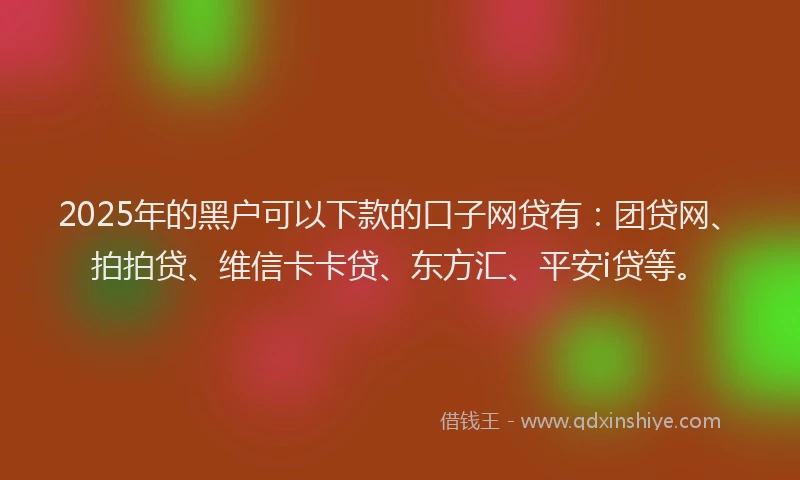 2025年的黑户可以下款的口子网贷有：团贷网、拍拍贷、维信卡卡贷、东方汇、平安i贷等。