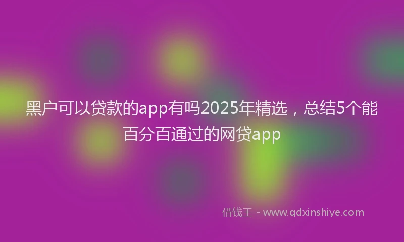 黑户可以贷款的app有吗2025年精选，总结5个能百分百通过的网贷app