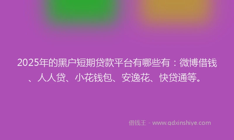 2025年的黑户短期贷款平台有哪些有：微博借钱、人人贷、小花钱包、安逸花、快贷通等。