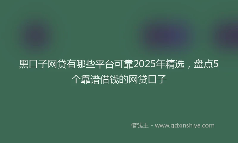 黑口子网贷有哪些平台可靠2025年精选，盘点5个靠谱借钱的网贷口子