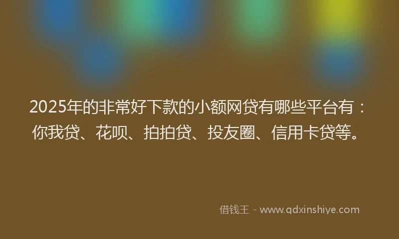 2025年的非常好下款的小额网贷有哪些平台有：你我贷、花呗、拍拍贷、投友圈、信用卡贷等。