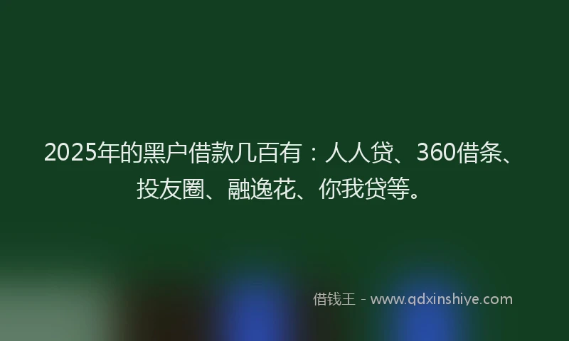 2025年的黑户借款几百有：人人贷、360借条、投友圈、融逸花、你我贷等。