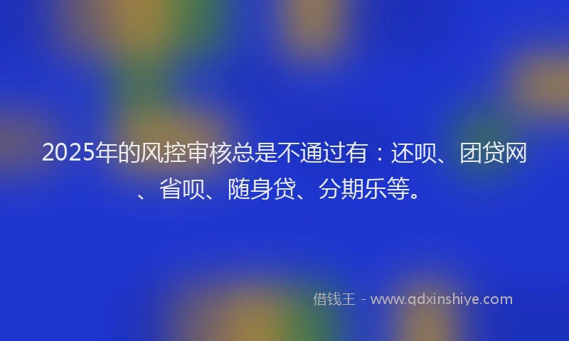 2025年的风控审核总是不通过有：还呗、团贷网、省呗、随身贷、分期乐等。