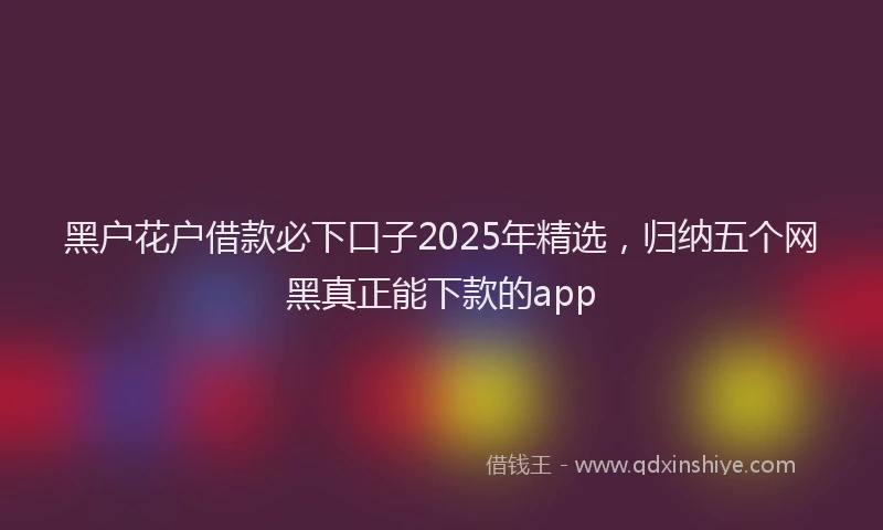 黑户花户借款必下口子2025年精选，归纳五个网黑真正能下款的app