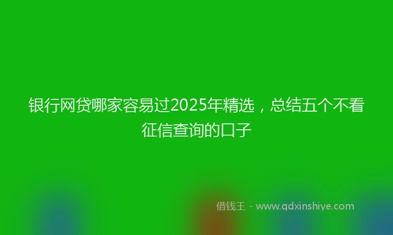 银行网贷哪家容易过2025年精选，总结五个不看征信查询的口子