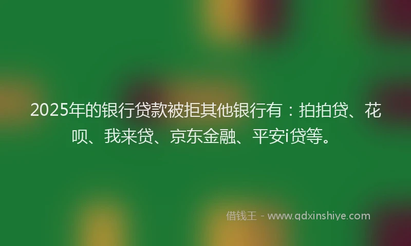2025年的银行贷款被拒其他银行有：拍拍贷、花呗、我来贷、京东金融、平安i贷等。