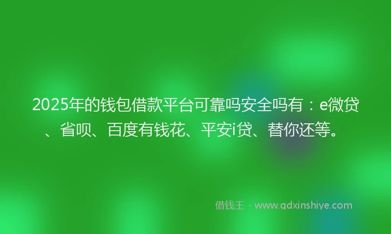 2025年的钱包借款平台可靠吗安全吗有：e微贷、省呗、百度有钱花、平安i贷、替你还等。
