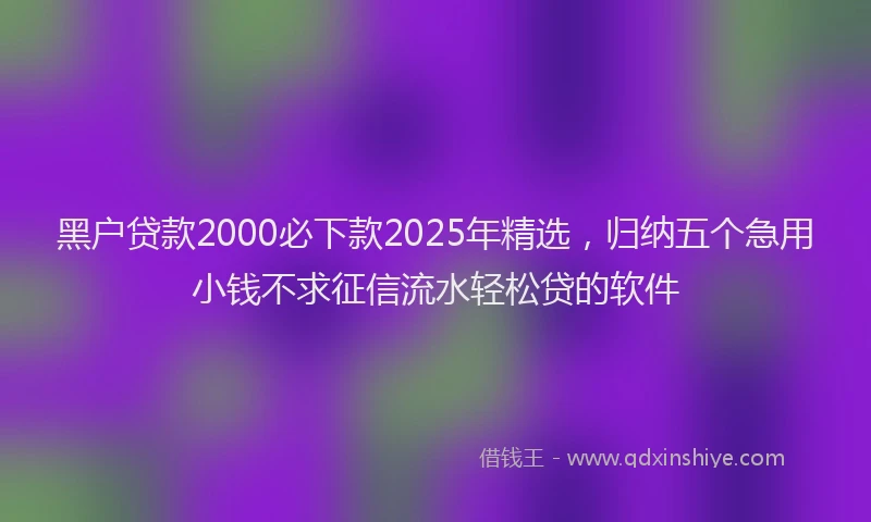 黑户贷款2000必下款2025年精选，归纳五个急用小钱不求征信流水轻松贷的软件