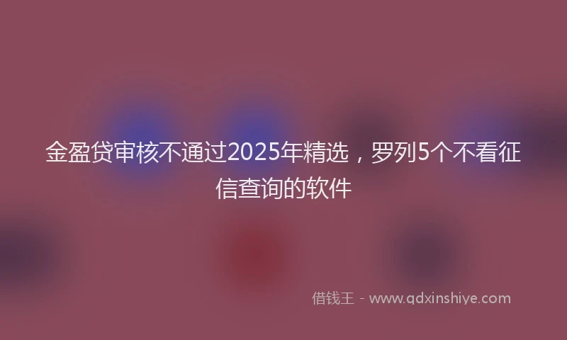 金盈贷审核不通过2025年精选，罗列5个不看征信查询的软件